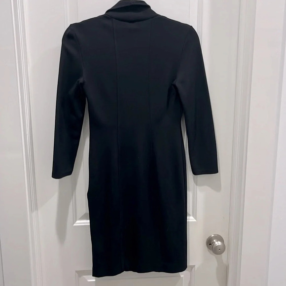 Armani Collezioni Long Sleeve Half Zip Drape Front Black Mid Dress Sz 4 - Picture 6 of 7